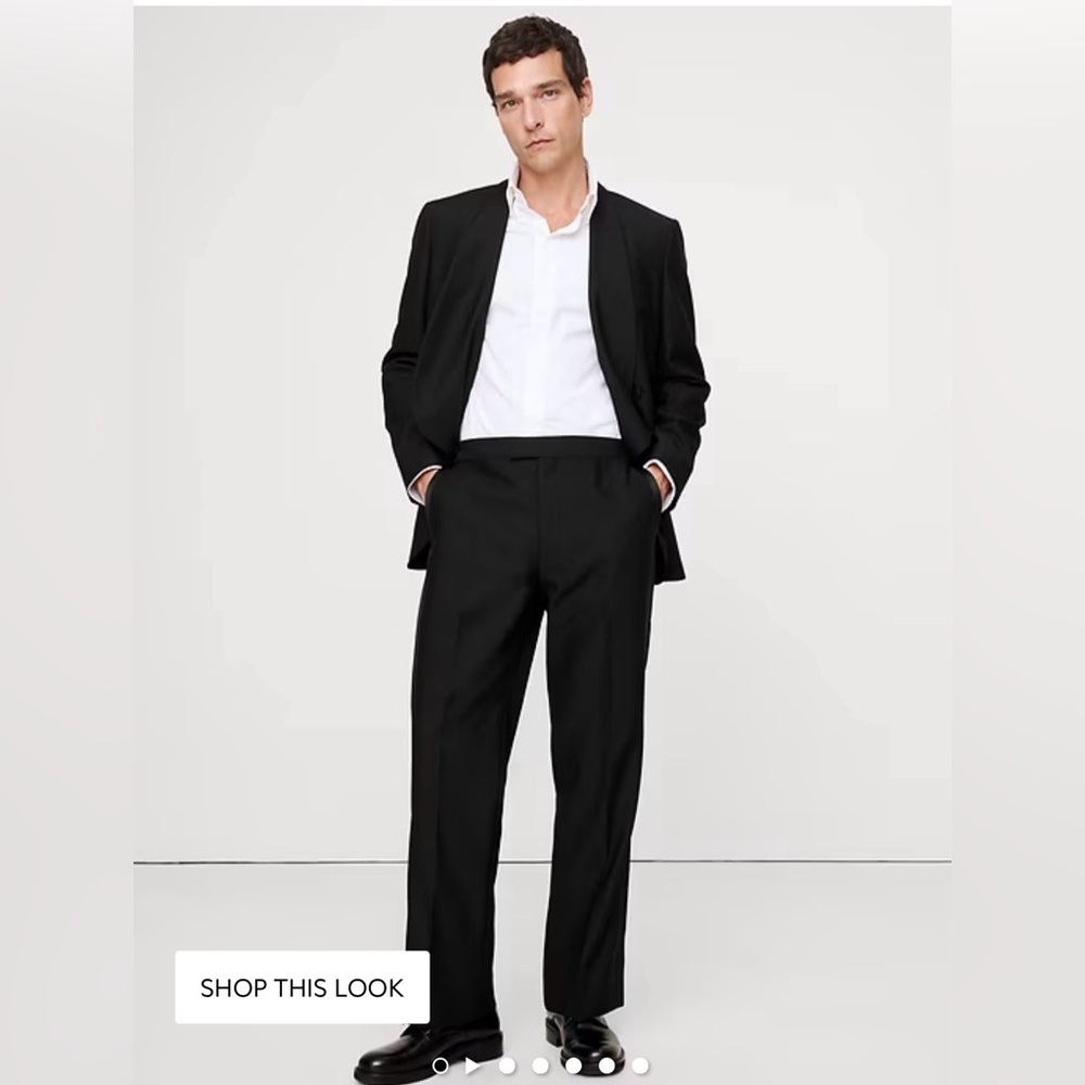NWOT Banana Republic Straight Barathea Tuxedo Black Pant Sz 30 x 30 (#796388)